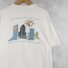画像1: 90's STARBUCKS COFFEE "WAKING UP HOUSTON" プリントTシャツ (1)