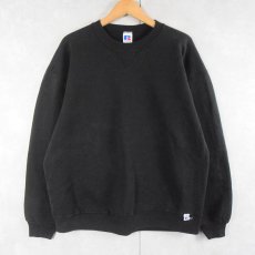画像1: 90's RUSSELL ATHLETIC USA製 前V 無地スウェット BLACK XL (1)
