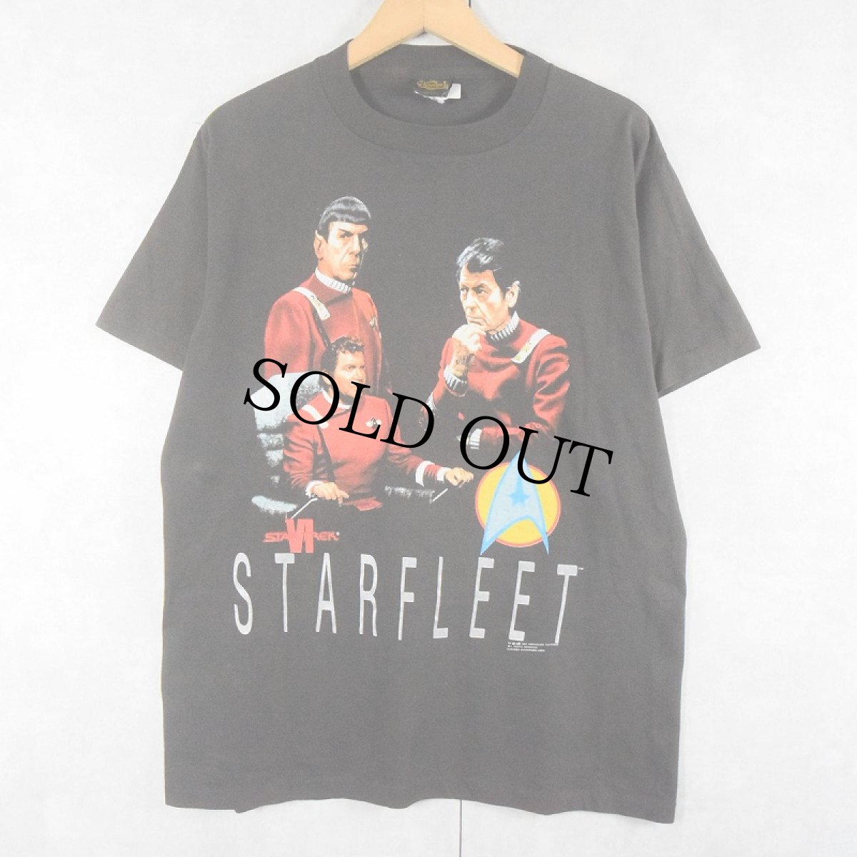 画像1: 90's STAR TREK USA製 "STARFLEET" SFテレビドラマプリントTシャツ L (1)