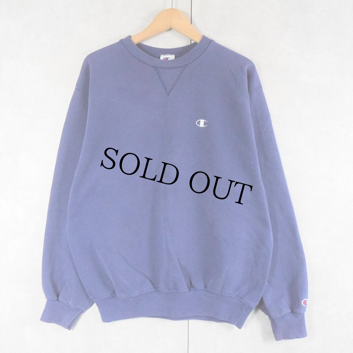 画像1: 90's Champion USA製 ロゴ刺繍 前Vスウェット L (1)