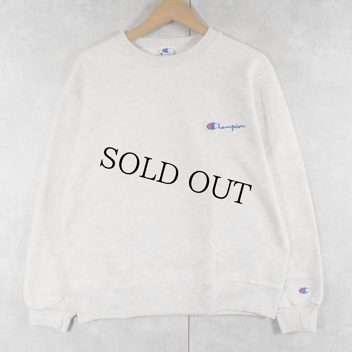 画像1: 90's Champion USA製 ロゴ刺繍 前Vスウェット L (1)