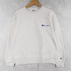 画像1: 90's Champion USA製 ロゴ刺繍 前Vスウェット L (1)