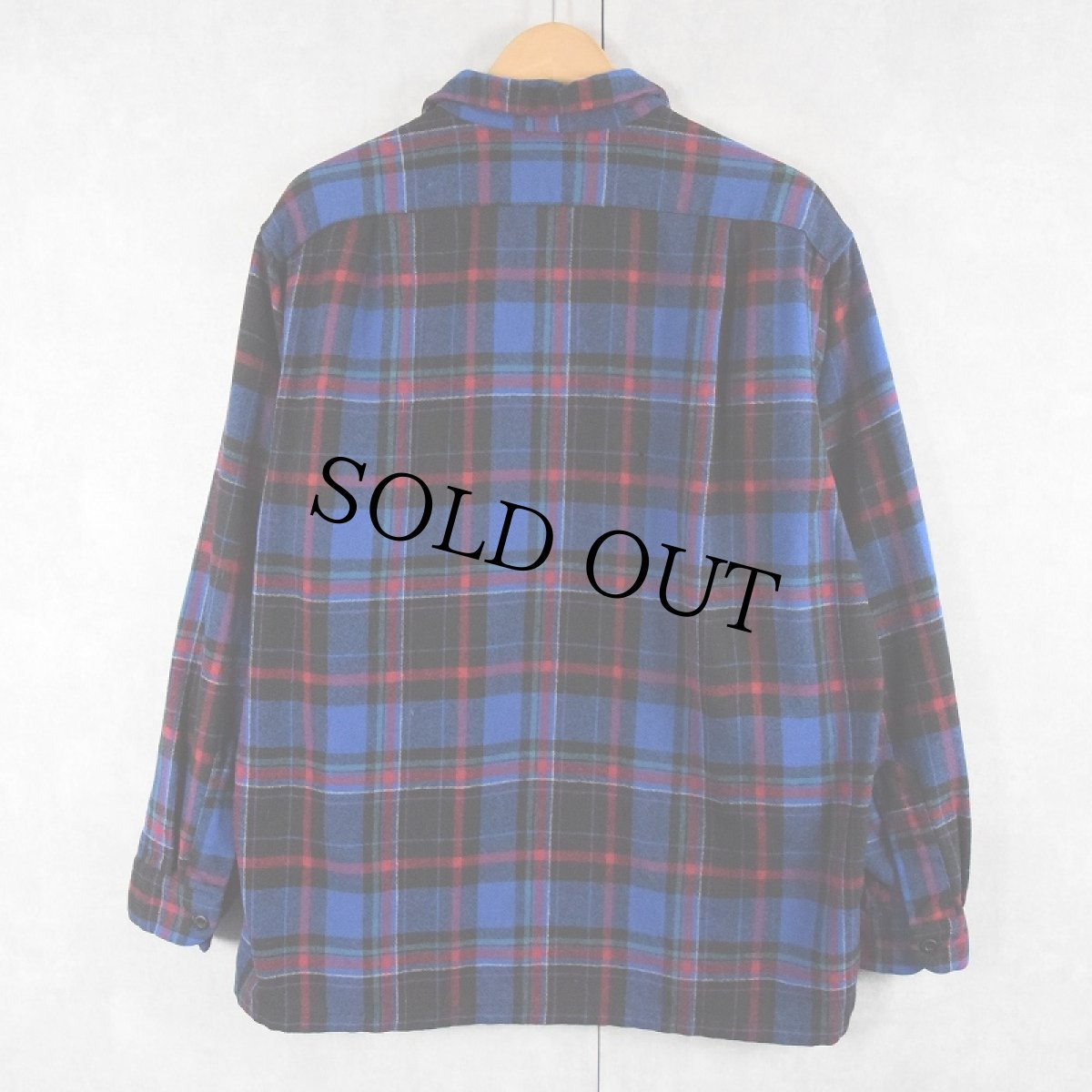 画像2: 90's PENDLETON チェック柄 ウールシャツ L (2)