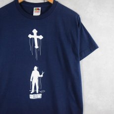 画像1: 2000's GREEN DAY パンクロックバンドTシャツ NAVY M (1)