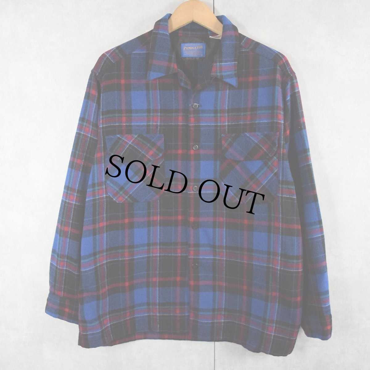 画像1: 90's PENDLETON チェック柄 ウールシャツ L (1)