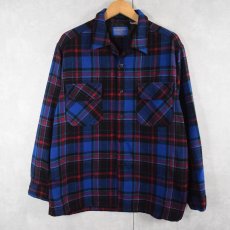 画像1: 90's PENDLETON チェック柄 ウールシャツ L (1)