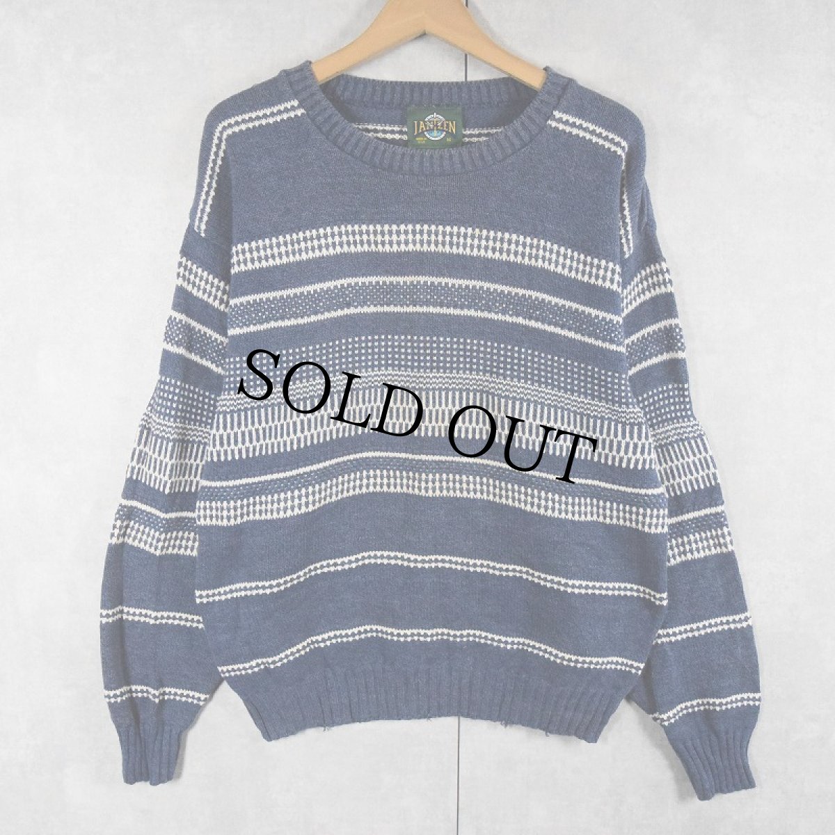 画像1: 90's JANTZEN USA製 柄編み コットンニットセーター M (1)