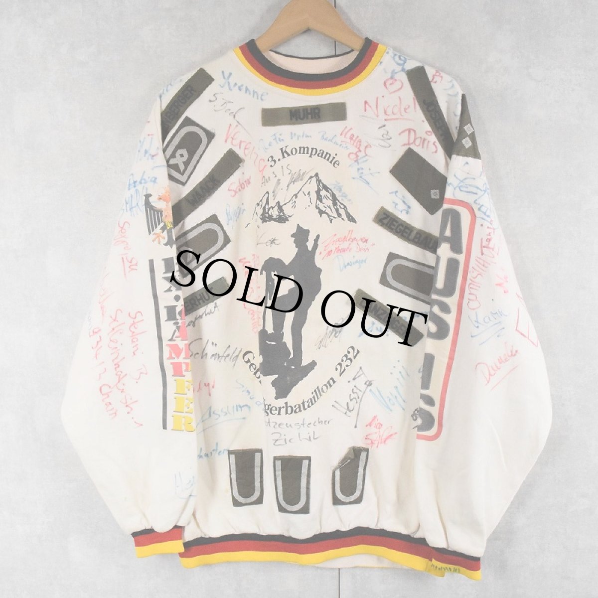 画像2: "Gebirgsjagerbataillon 232" ドイツ軍 第232山岳猟兵大隊 パッチ&ハンドペイント スウェット XL (2)