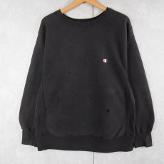 画像1: 80's Champion REVERSE WEAVE トリコタグ USA製 目付きスウェット BLACK L (1)