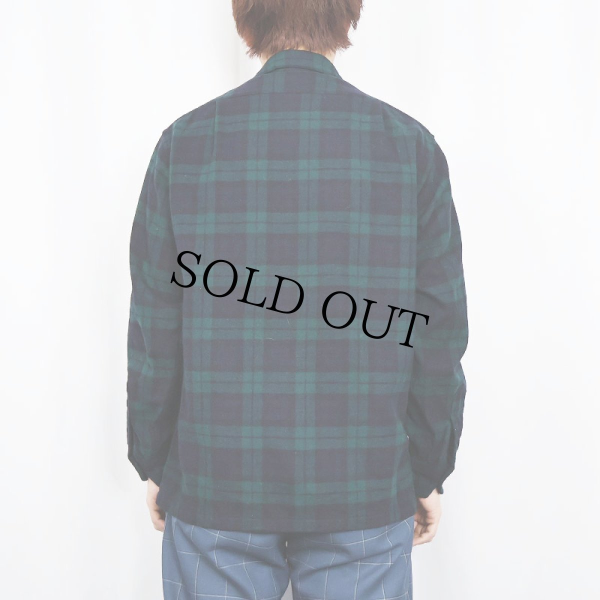 画像3: 70's PENDLETON USA製 ブラックウォッチチェック柄 ウールオープンカラーシャツ M (3)