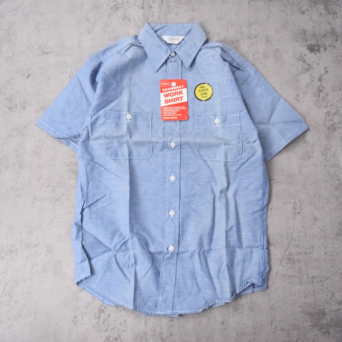 画像2: 70〜80's FIVE BROTHER USA製 シャンブレーワークシャツ フラッシャー付き DEADSTOCK M (2)