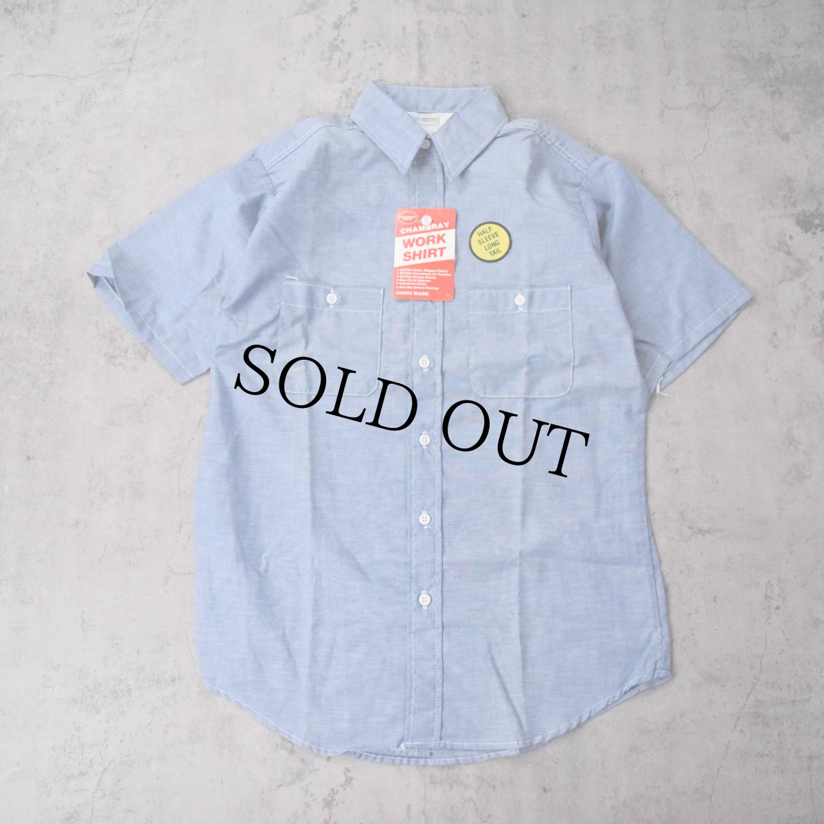 画像2: 70〜80's FIVE BROTHER USA製 シャンブレーワークシャツ フラッシャー付き DEADSTOCK M (2)