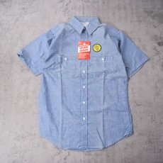 画像2: 70〜80's FIVE BROTHER USA製 シャンブレーワークシャツ フラッシャー付き DEADSTOCK M (2)