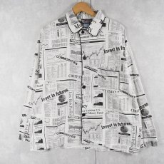 画像1: VARSITY ニュースペーパー柄 パジャマシャツ  (1)