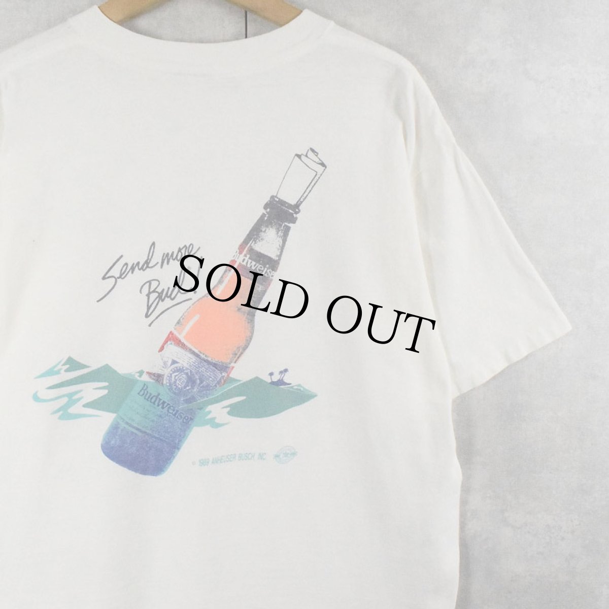 画像1: 80's Budwiser "STRNDED..." ビールメーカーイラストプリントTシャツ (1)