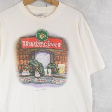 画像1: 90's Budwiser ビールメーカーイラストプリントTシャツ L (1)