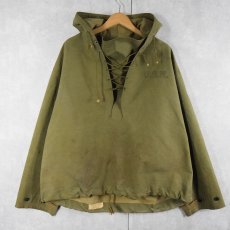 画像1: 40's U.S.NAVY デッキレインパーカー ステンシル入り L (1)