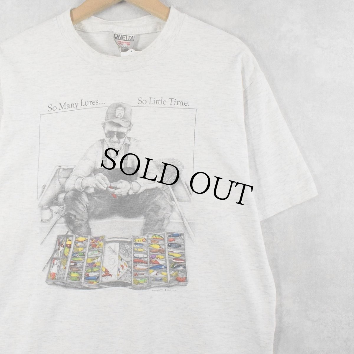 画像1: 90's "So Many Lures... So Little Time." フィッシングプリントTシャツ L (1)