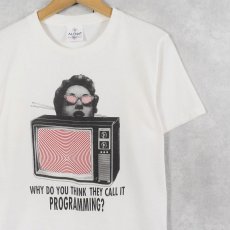 画像1: 90's USA製 "WHY DO YOU THINK THEY CALL IT PROGRAMMING?" フォトプリントTシャツ S (1)