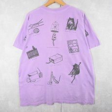 画像2: 90's Joe Crabtree USA製 猫マルチプリントTシャツ XL (2)