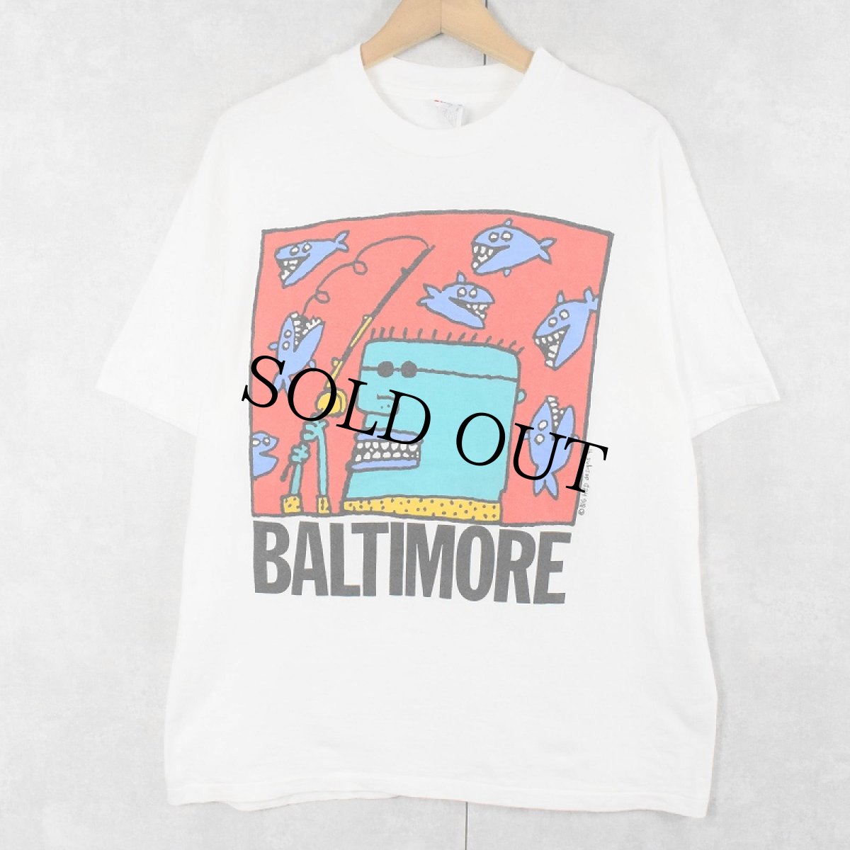 画像1: 90's BIG HED USA製 "BALTIMORE" アートプリントTシャツ L (1)