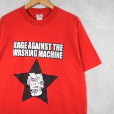 画像1: 90's "RAGE AGAINST THE WASHING MACHINE" ロックバンドパロディTシャツ L (1)