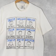 画像1: 90's halfmoon 宗教イラストプリントTシャツ L (1)