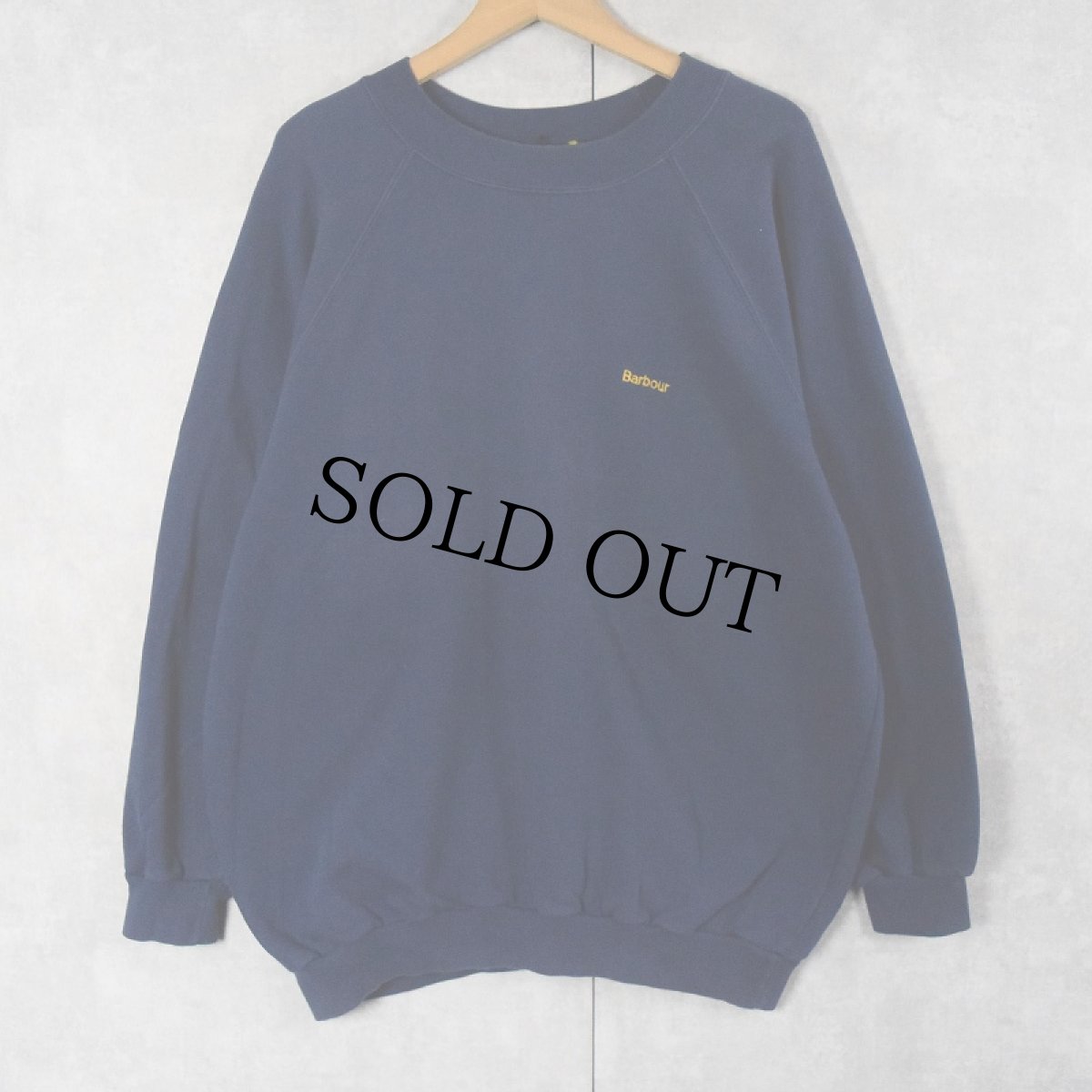 画像1: 80's Barbour ENGLAND製 ロゴ刺繍スウェット NAVY XL (1)