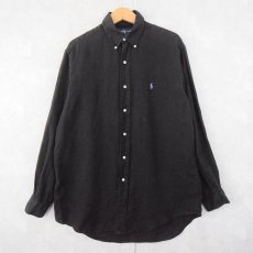 画像1: Ralph Lauren "CLASSIC FIT" リネンボタンダウンシャツ BLACK M (1)