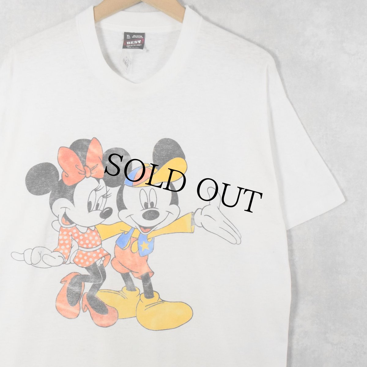 画像1: 90's MICKEY MOUSE & MINNIE MOUSE USA製 キャラクタープリントTシャツ XL (1)