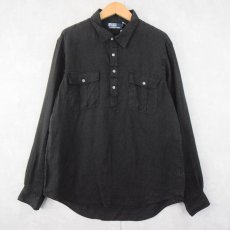 画像1: POLO Ralph Lauren リネンプルオーバーシャツ BLACK L (1)