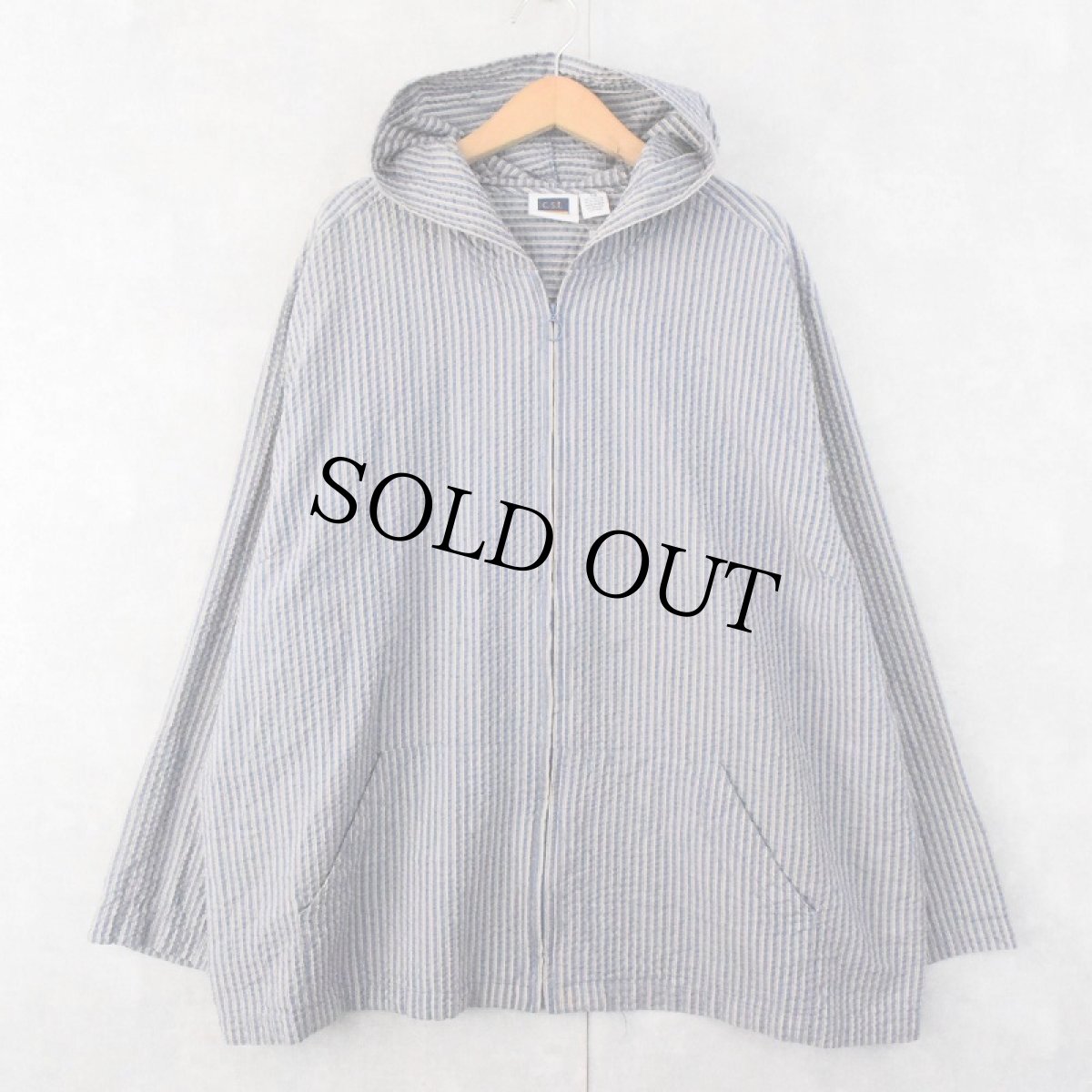 画像1: c.s.t. SPORT ストライプ柄 シアサッカージップパーカー 5XL (1)