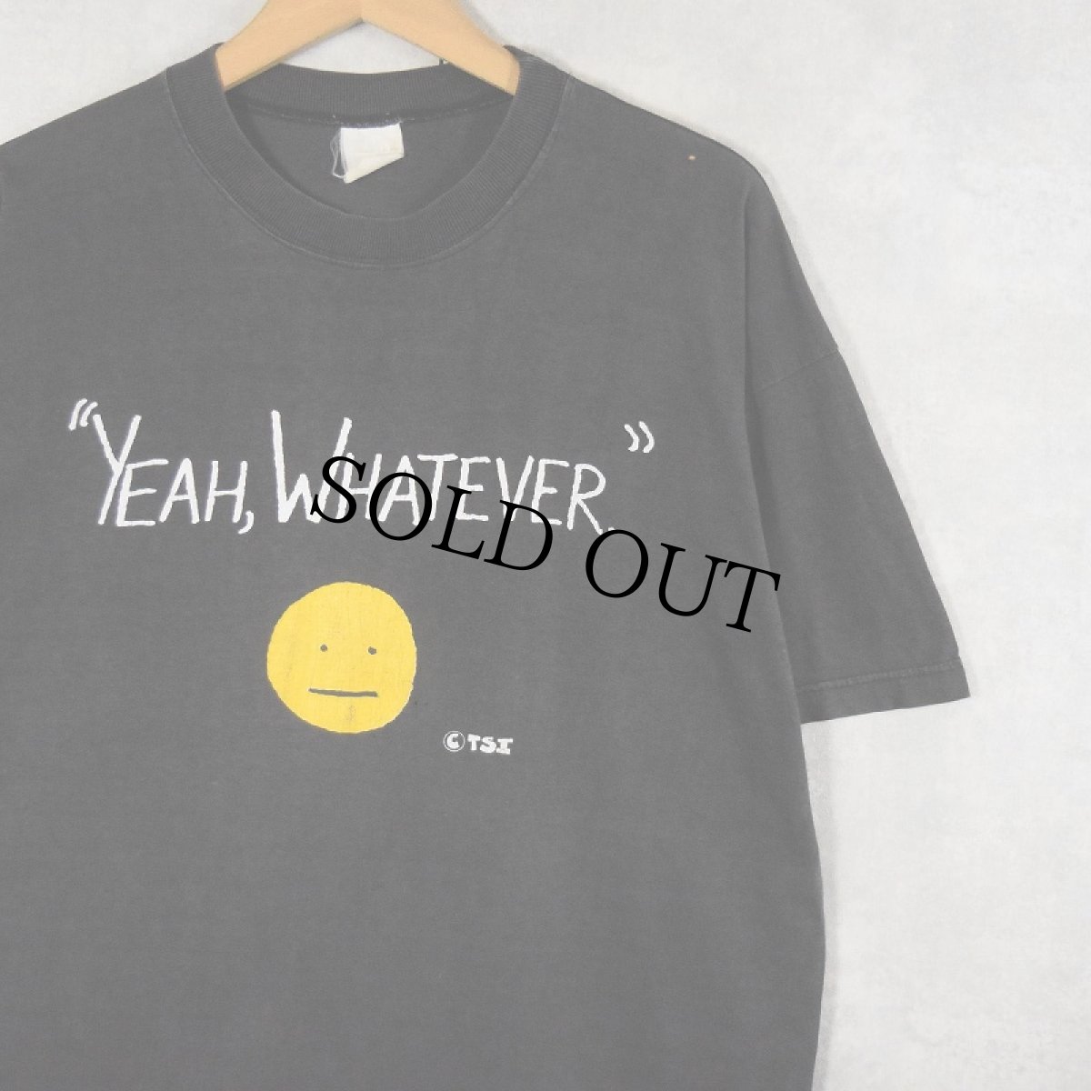 画像1: "YEAH, WHATEVER." ジョークプリントTシャツ BLACK  (1)