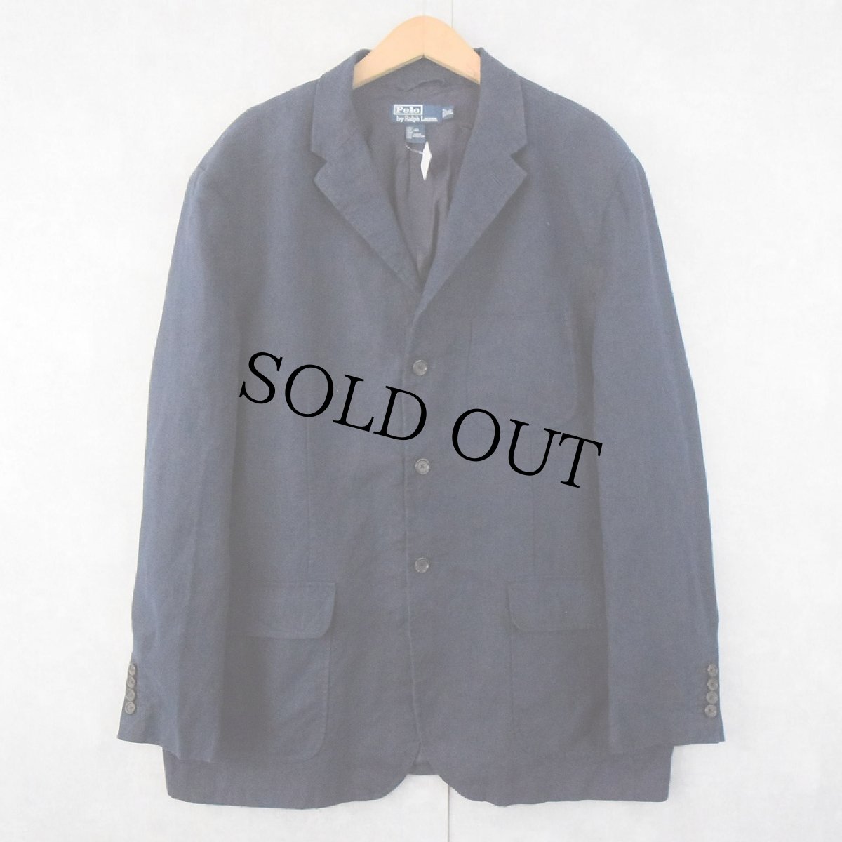 画像1: POLO Ralph Lauren リネンテーラードジャケット NAVY XXL (1)