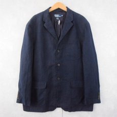 画像1: POLO Ralph Lauren リネンテーラードジャケット NAVY XXL (1)