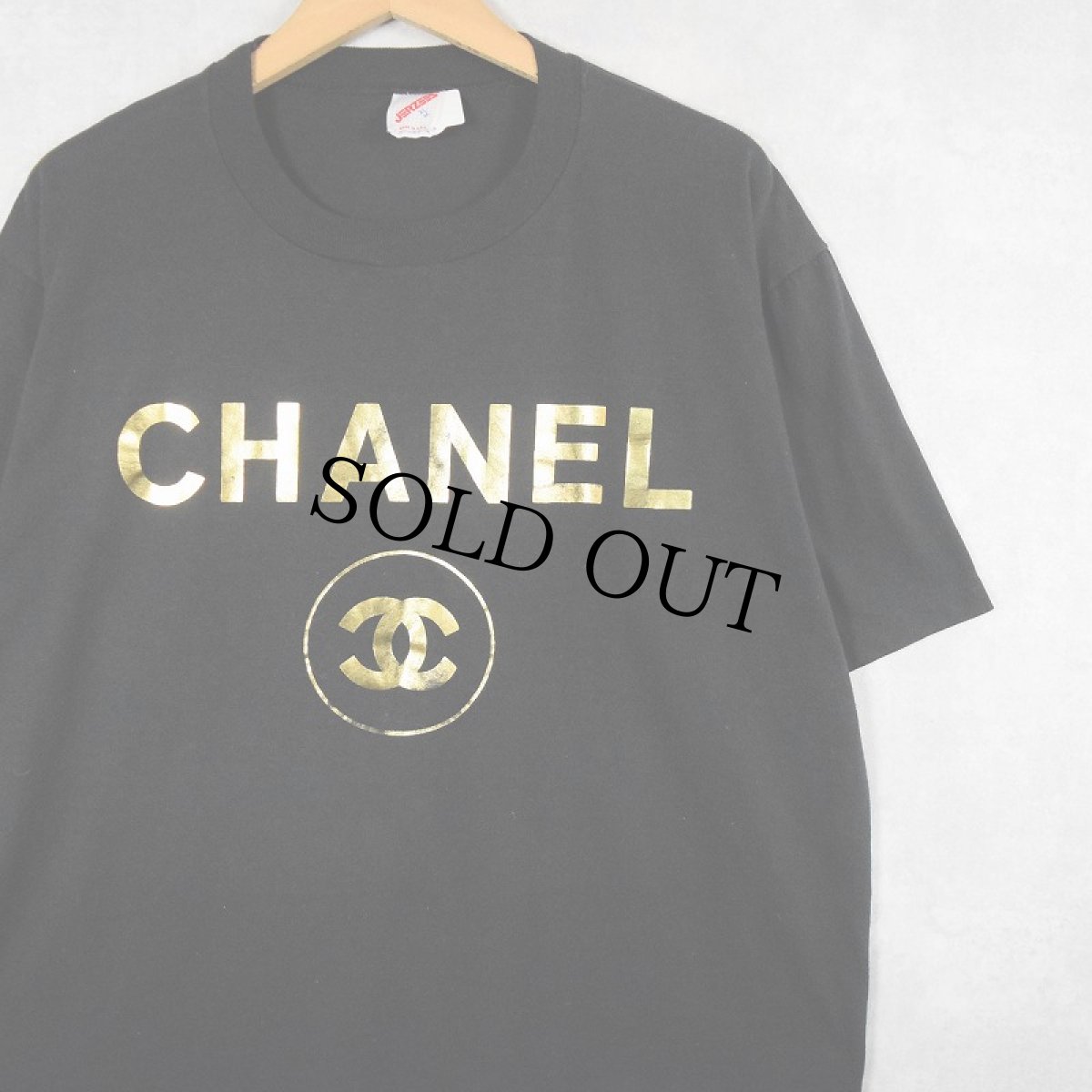 画像1: 80's ブート CHANEL USA製 ロゴプリントTシャツ BLACK XL (1)