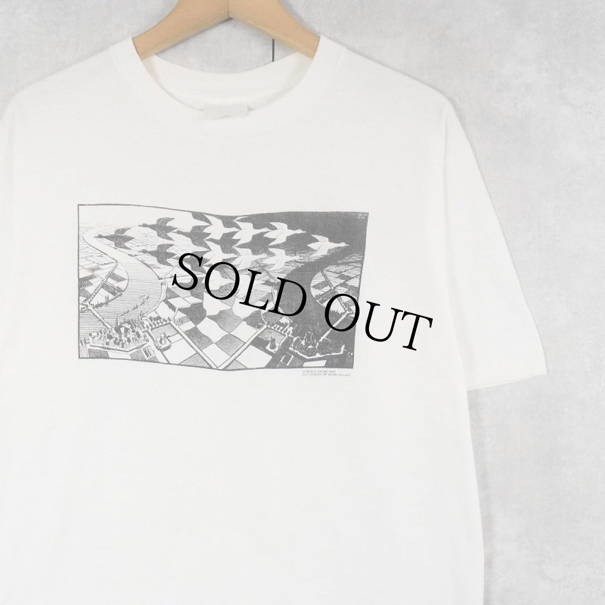 画像1: 80's Maurits Escher 騙し絵 アートプリントTシャツ (1)