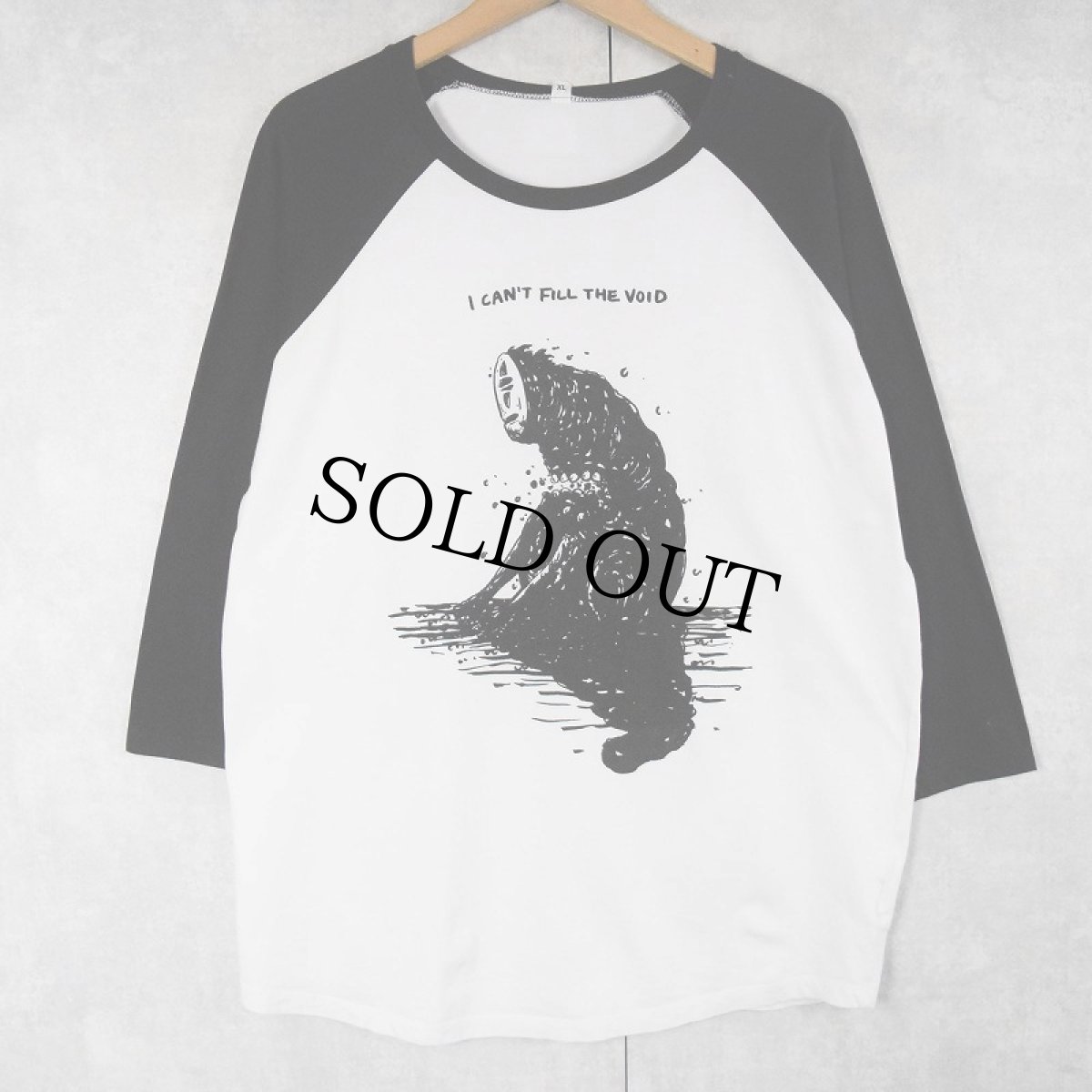 画像1: "I CAN'T FILL THE VOID" キャラクタープリントラグランTシャツ XL (1)