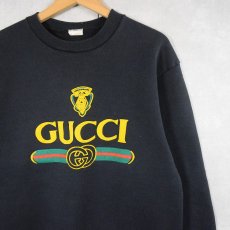 画像1: ブート GUCCI ロゴプリントスウェット BLACK L (1)