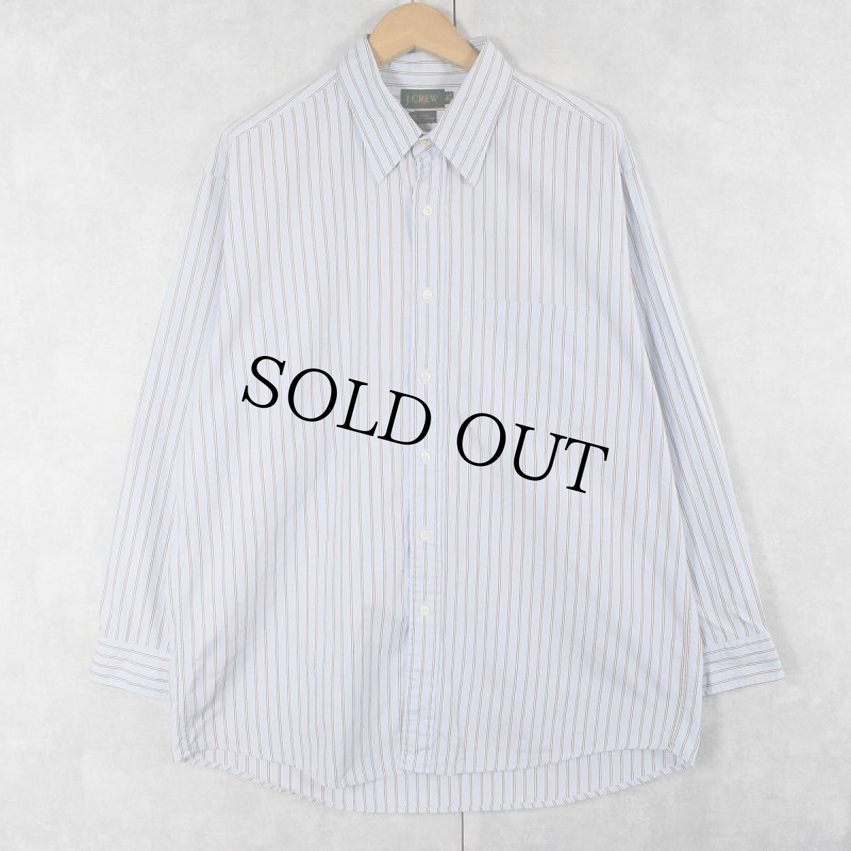画像1: 90's J.CREW ストライプ柄 コットンシャツ SIZE16-1/2 (1)