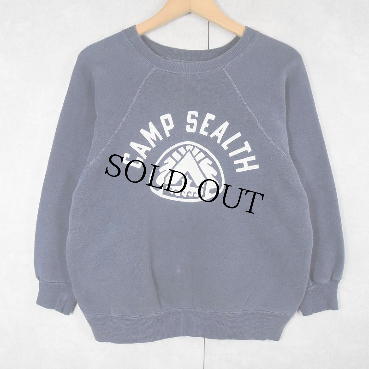 画像1: 【SALE】 60's "CAMP SEALTH" プリントラグランスウェット NAVY (1)