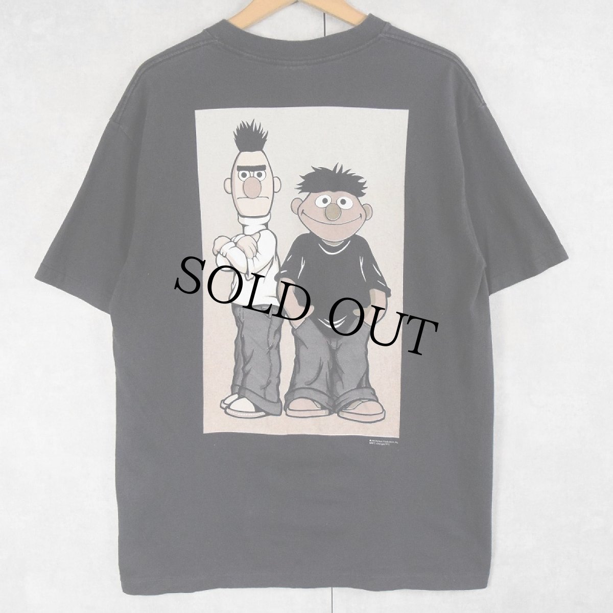 画像2: 90's USA製 "be bert. be ernie. just be."  Calvin Klein パロディプリントTシャツ BLACK L (2)