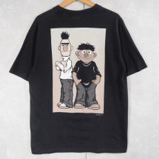 画像2: 90's USA製 "be bert. be ernie. just be."  Calvin Klein パロディプリントTシャツ BLACK L (2)