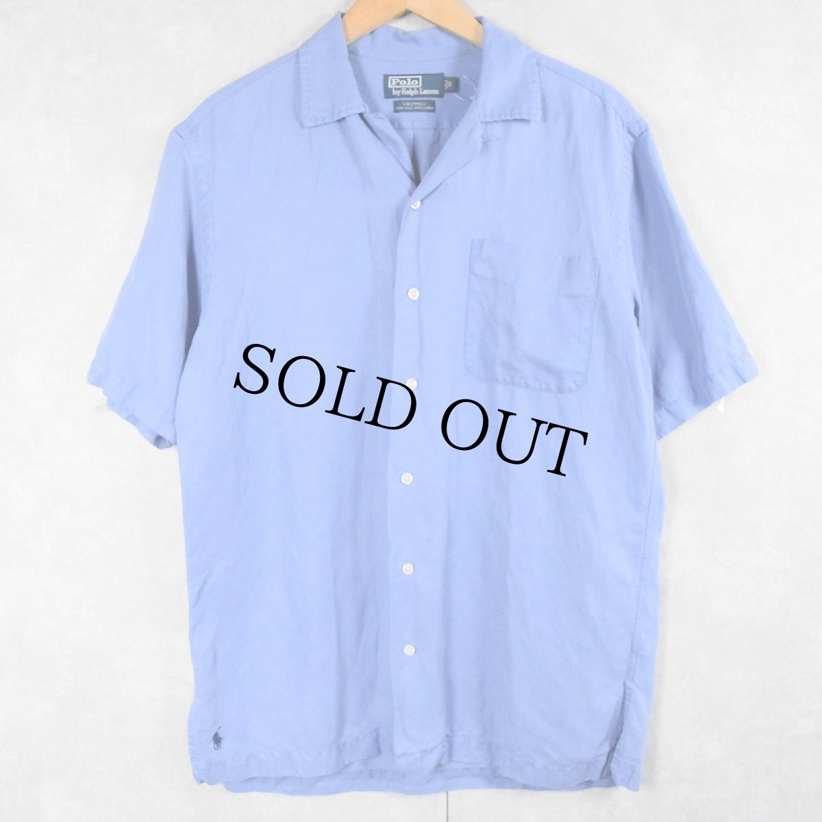 画像1: POLO Ralph Lauren "CALDWELL" シルク×リネン オープンカラーシャツ S (1)