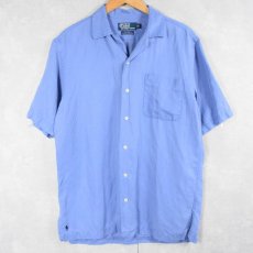 画像1: POLO Ralph Lauren "CALDWELL" シルク×リネン オープンカラーシャツ S (1)