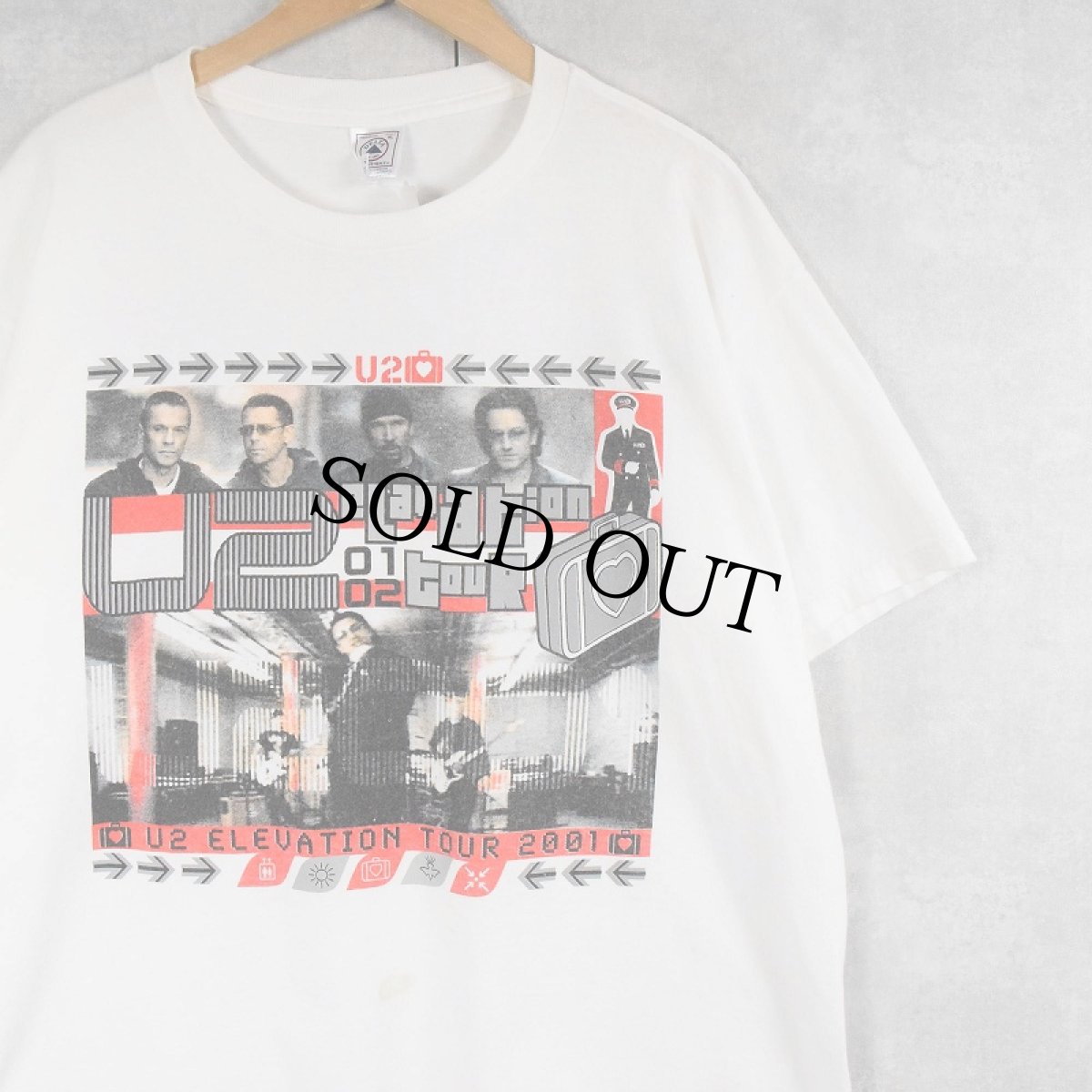画像1: 2000's U2 "ELEVATION TOUR 2001" ロックバンドツアーTシャツ XL (1)