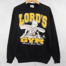 画像1: LORD'S GYM "HIS PAIN YOUR GAIN" ジーザス パロディプリントスウェット BLACK M (1)