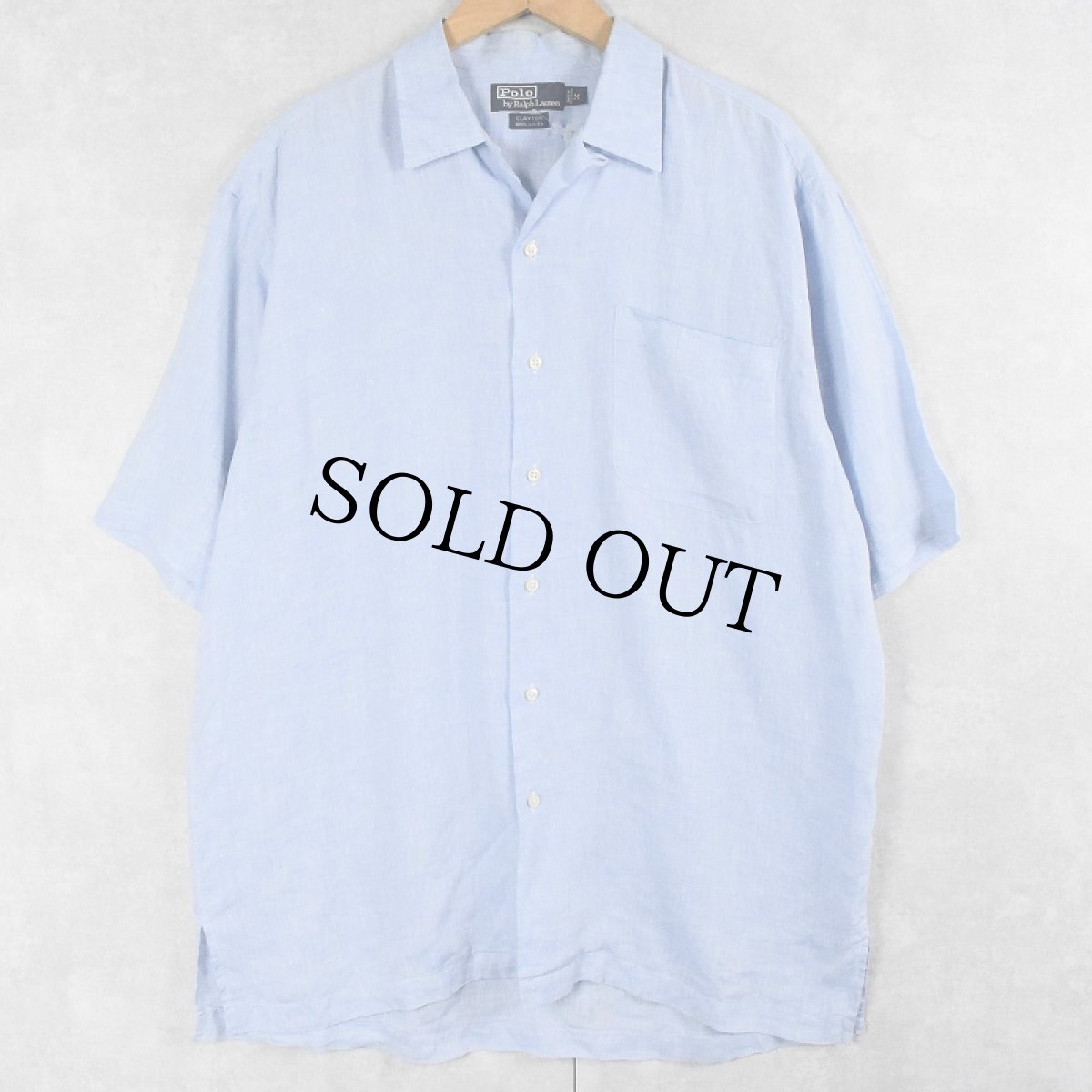 画像1: POLO Ralph Lauren "CLAYTON" リネンオープンカラーシャツ M (1)