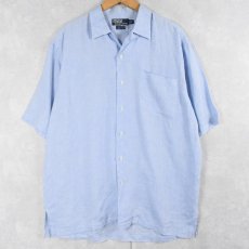 画像1: POLO Ralph Lauren "CLAYTON" リネンオープンカラーシャツ M (1)