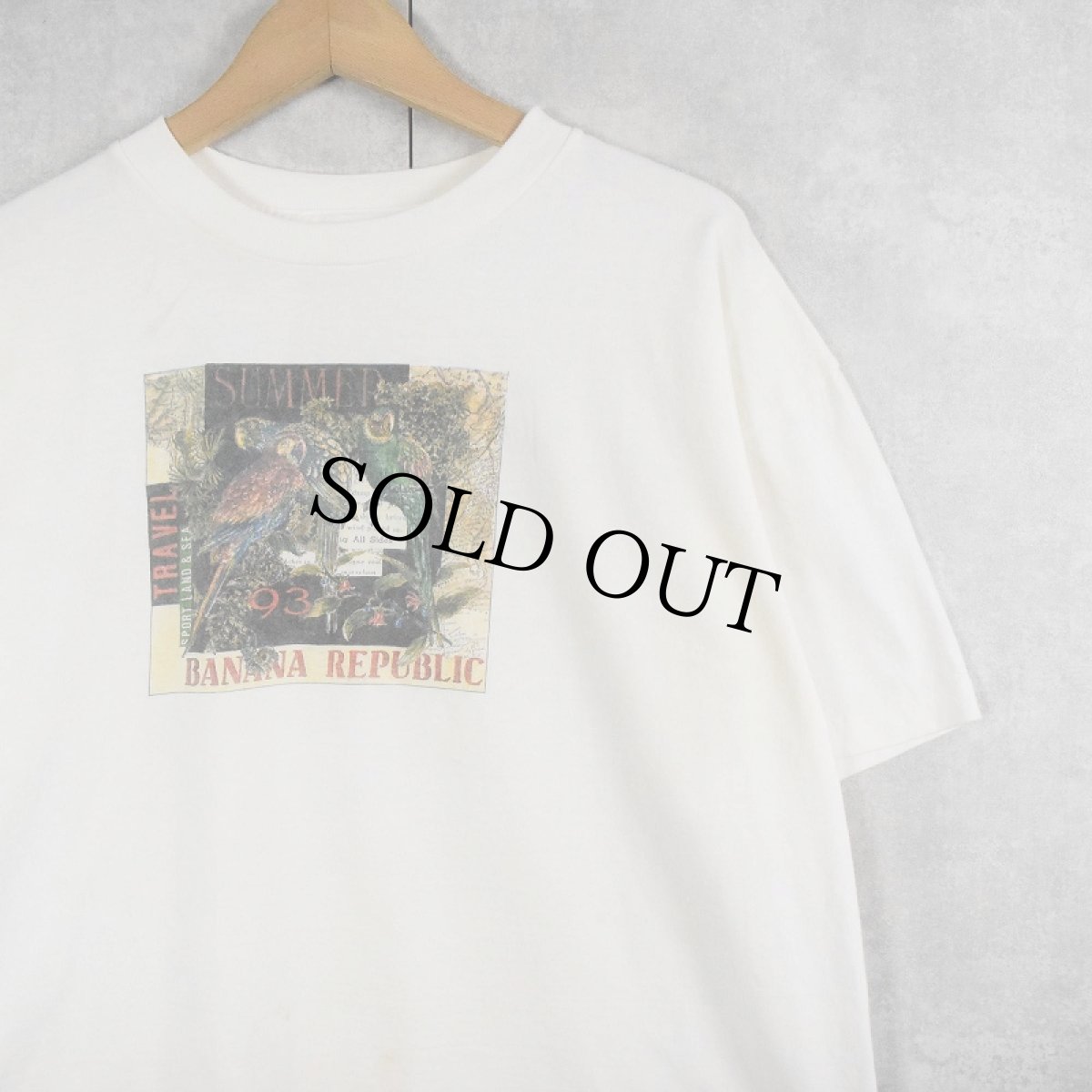 画像1: 90's BANANA REPUBLIC USA製 インコプリントTシャツ L (1)